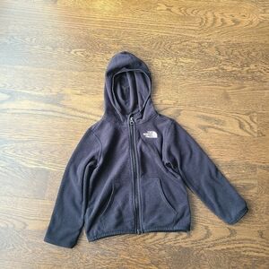 The North Face babe Black Hoodie fleece jacket sz.18-24 m.